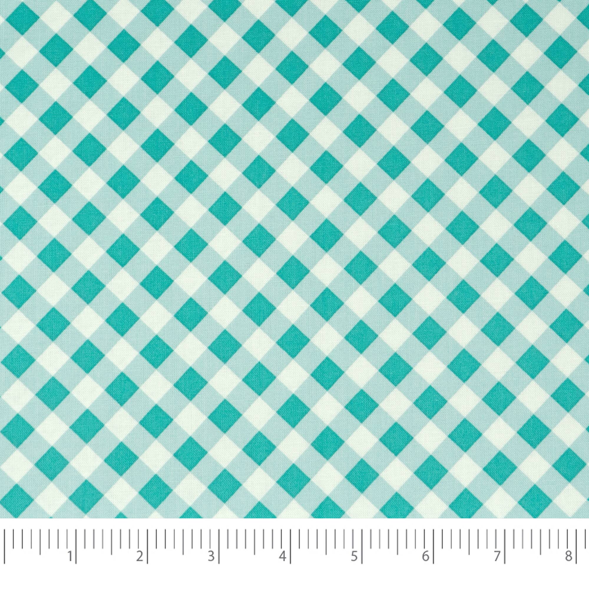 SINGER Christmas Aqua Gingham Cotton Fabric
